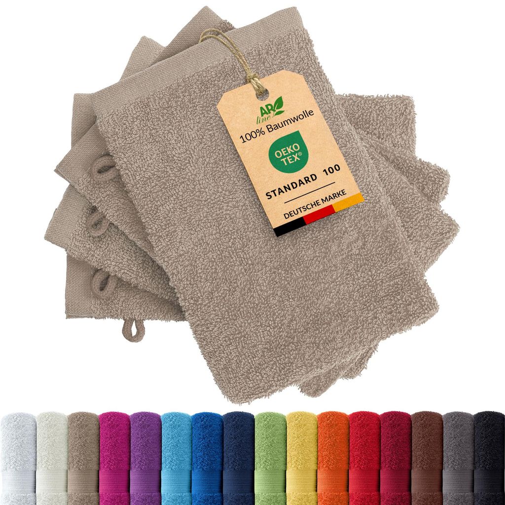 4er-Set ARIZONA Handtuch-Serie von AR Line – 100% Baumwolle, 500 g/m², 4er-Set Waschhandschuhe 15x21 cm, Beige