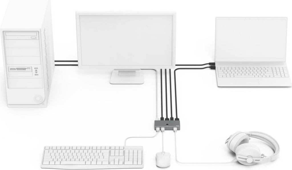HAMA KVM-Umschalter "Connect2Switch", inkl. Kabel, 4 Ports Produktbild 