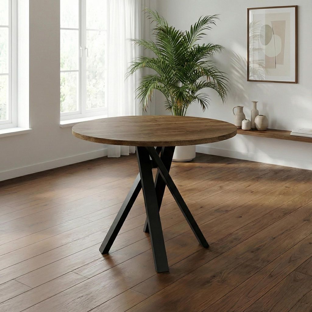 Runder Esszimmertisch, 90 cm, laminierte Platte, 1,8 cm, Produktbild 