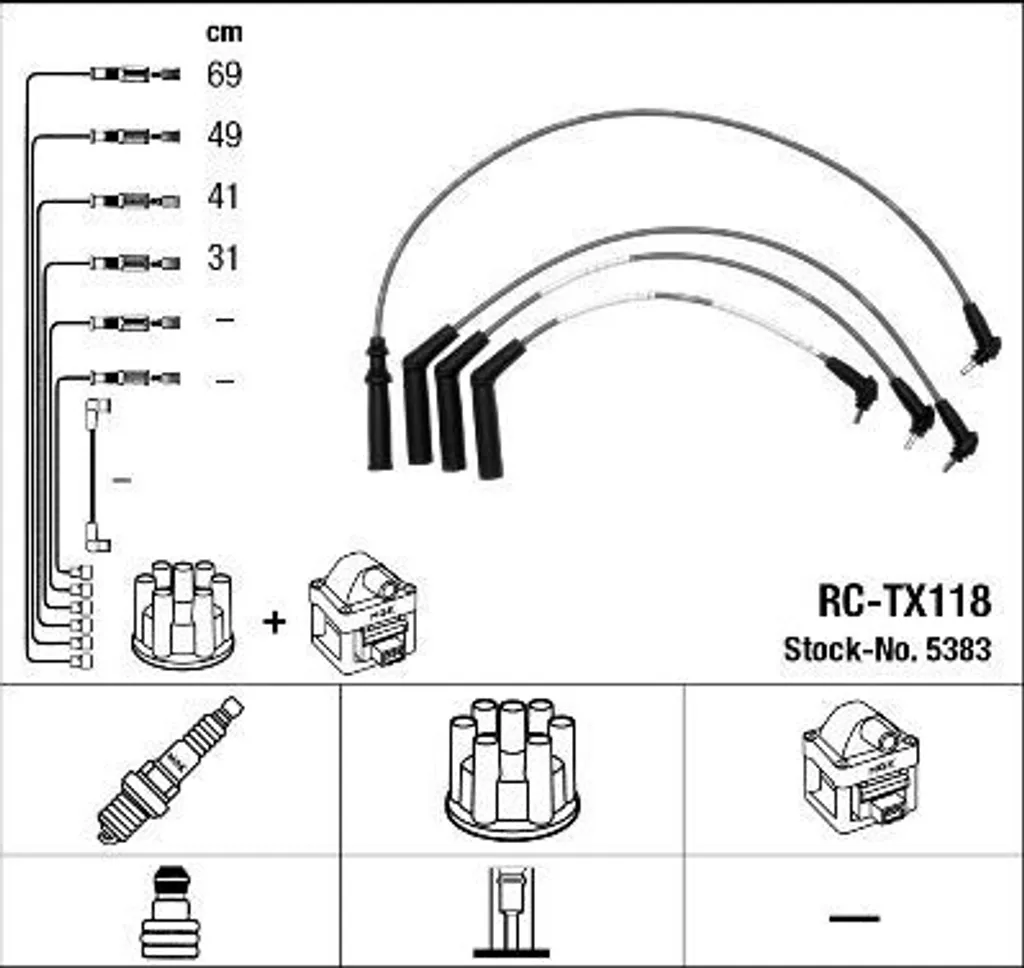 Kit Cavi Accensione NGK 5383 per Toyota Corolla 1.3 - OEM 9091922329