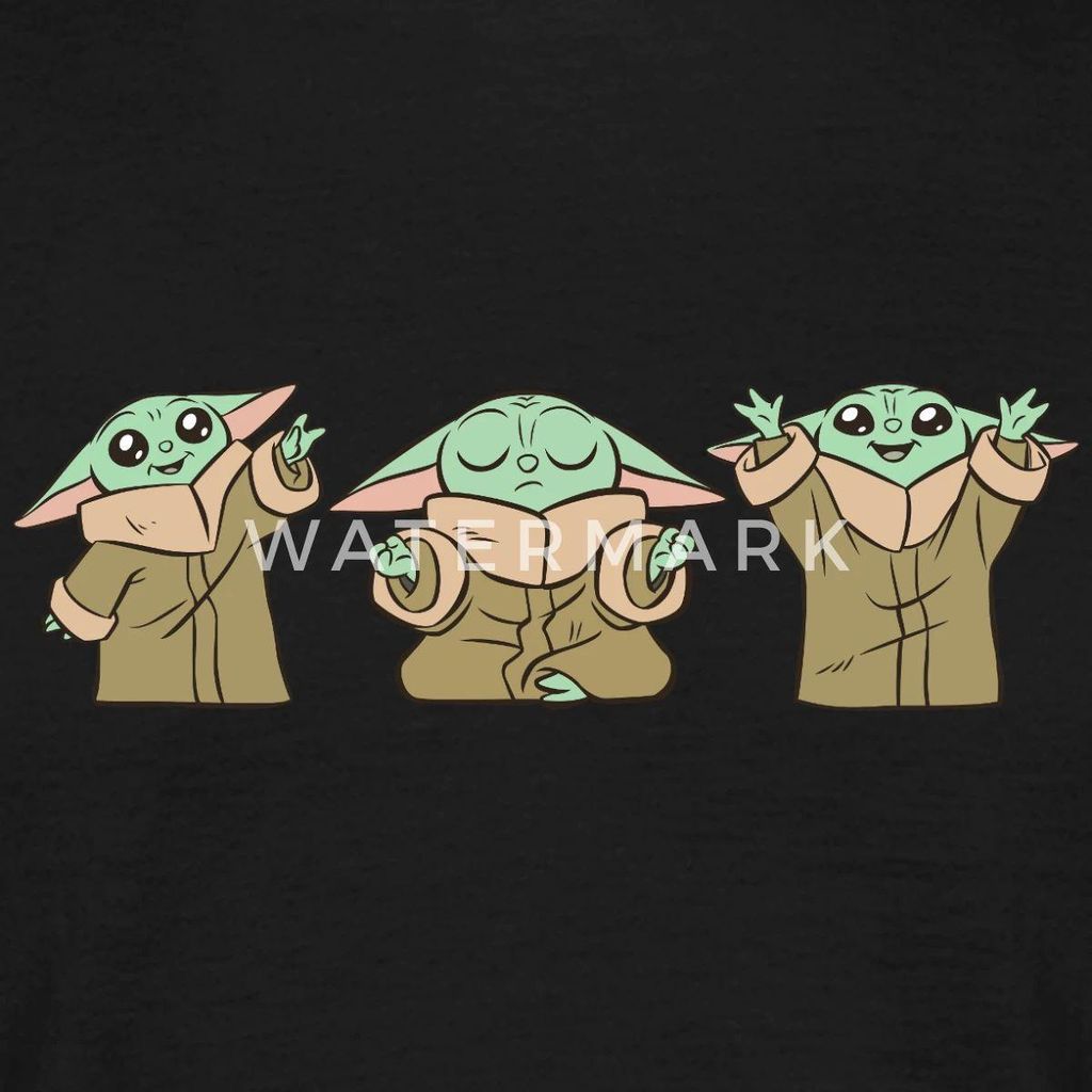 Star Wars: Mandalorian Grogu Posen Männer T-Shirt, XXL, Schwarz