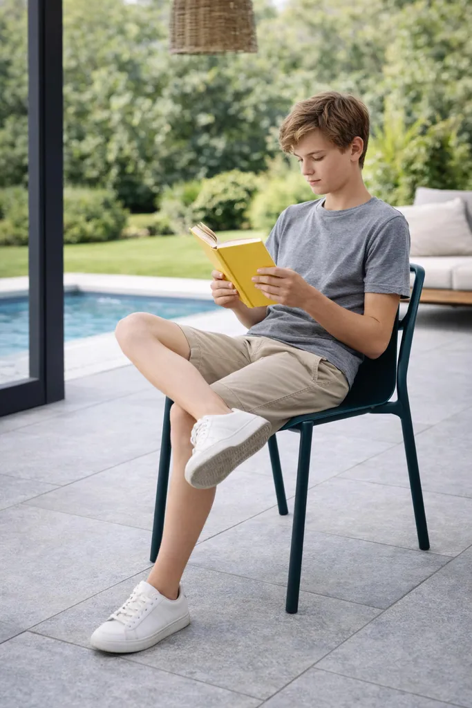 Tabouret de jardin métal vert foncé idéal pour terrasse et balcon moderne