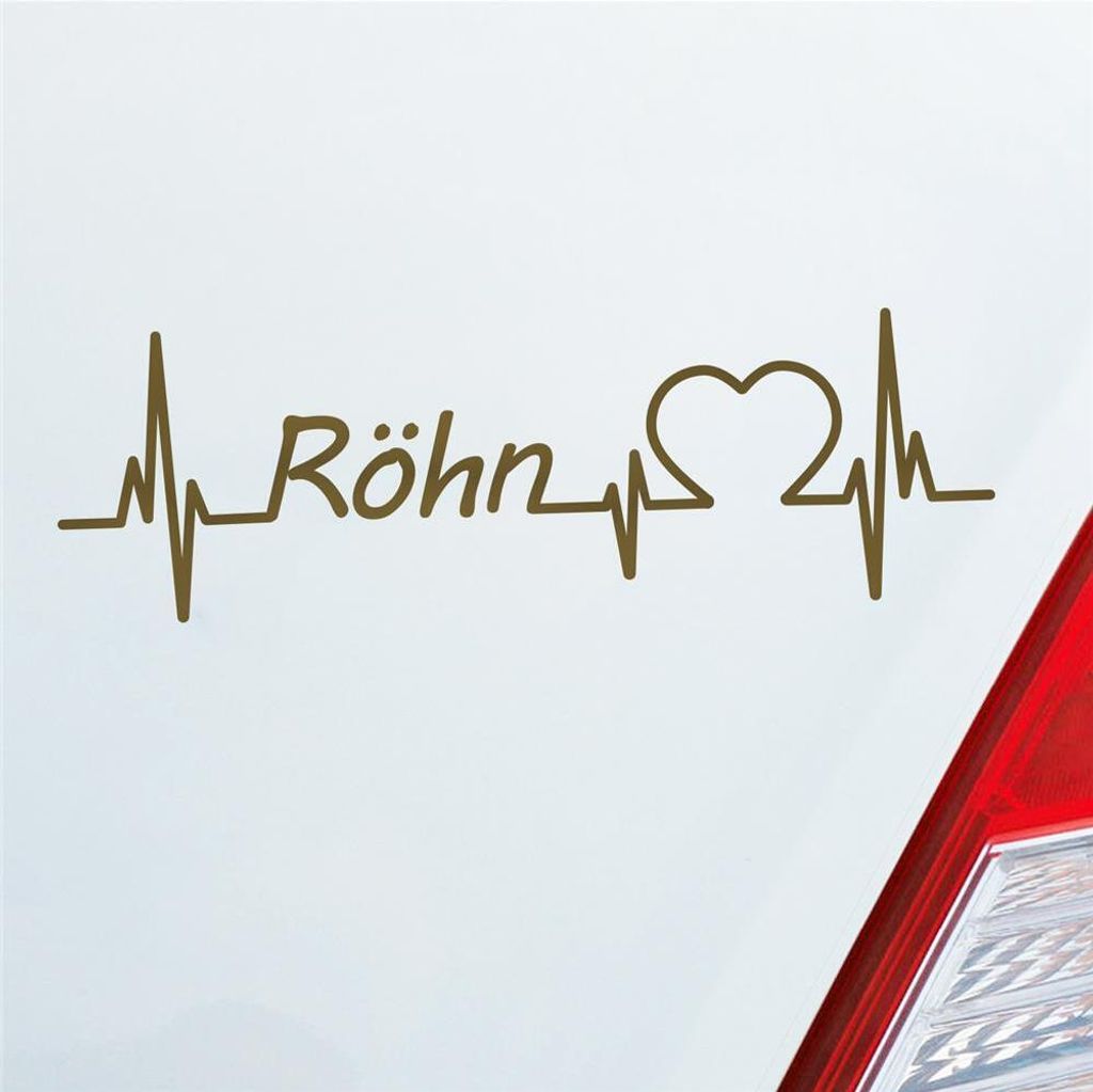 Auto Aufkleber Röhn Puls Herzschlag mit Ferien Region Motiv 19x6 cm Gold Sticker Heckscheibenaufkleber
