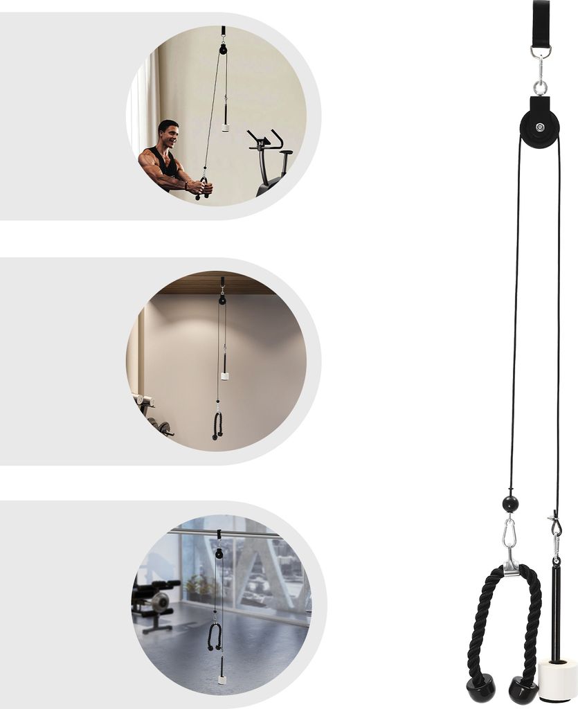 Kabelzugsystem, Gewichtszugsystem für Home Gym Equipment, Gewichtszugsystem, Schwarz