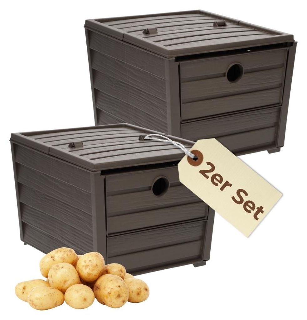 2er Set Kartoffelkiste Gemüsebox Kartoffel Aufbewahrungsbox Obst Gemüse Zwiebel Aufbewahrung Box Korb Behälter Obstkiste Vorratsbox