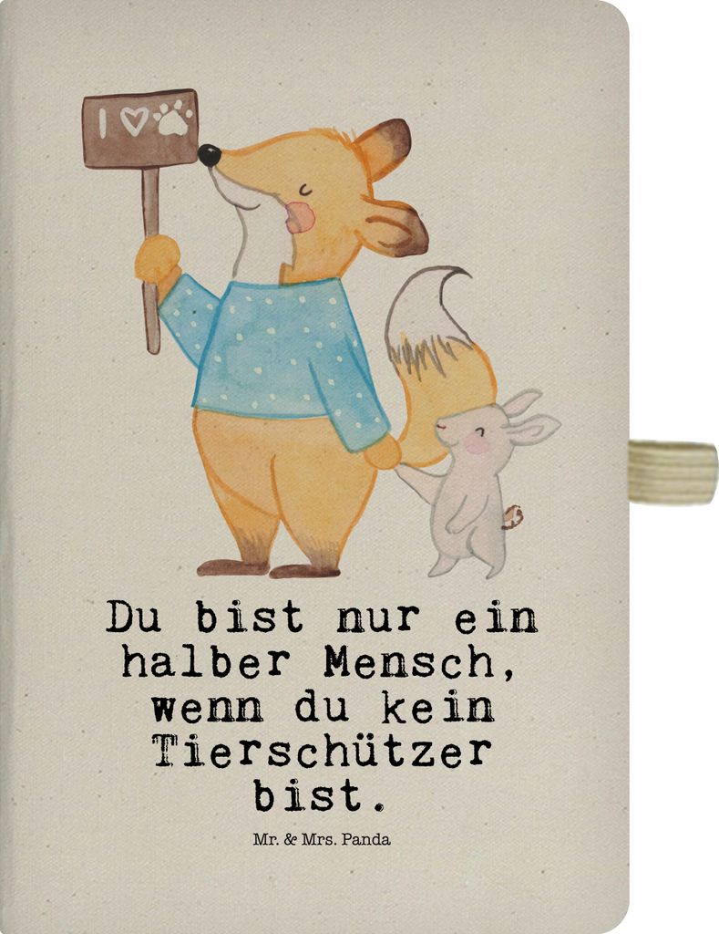 Mr. & Mrs. Panda Tagebuch A5 Tierschützer Herz - Transparent - Geschenk, Notizbuch Hardcover, Journal, Kladde