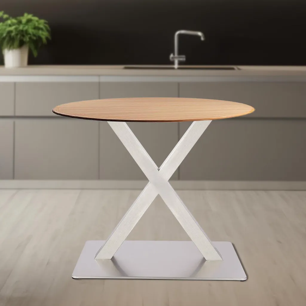 Piétement de table à manger en X inox argent - Support design industriel - 5