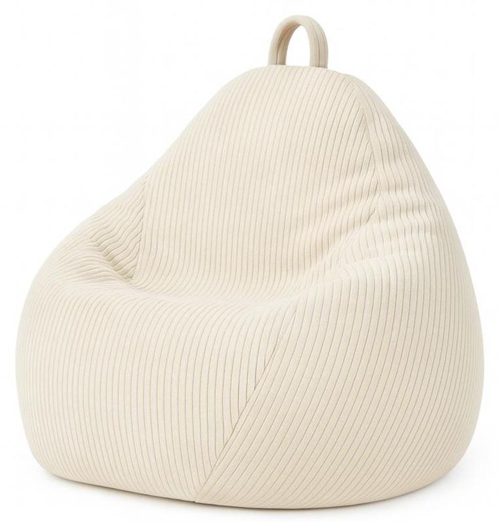 Pouf sacco in velluto a coste BANANAIR 120 x 100 cm bianco Immagine del prodotto 