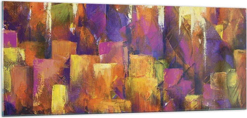 Bilder auf glas - Einteilig - Abstraktion Stadt Wolkenkratzer - 100x40cm - Glasbilder - Wandbilder - Bilder - Wanddekoration aus Glas - Glas Bilder...