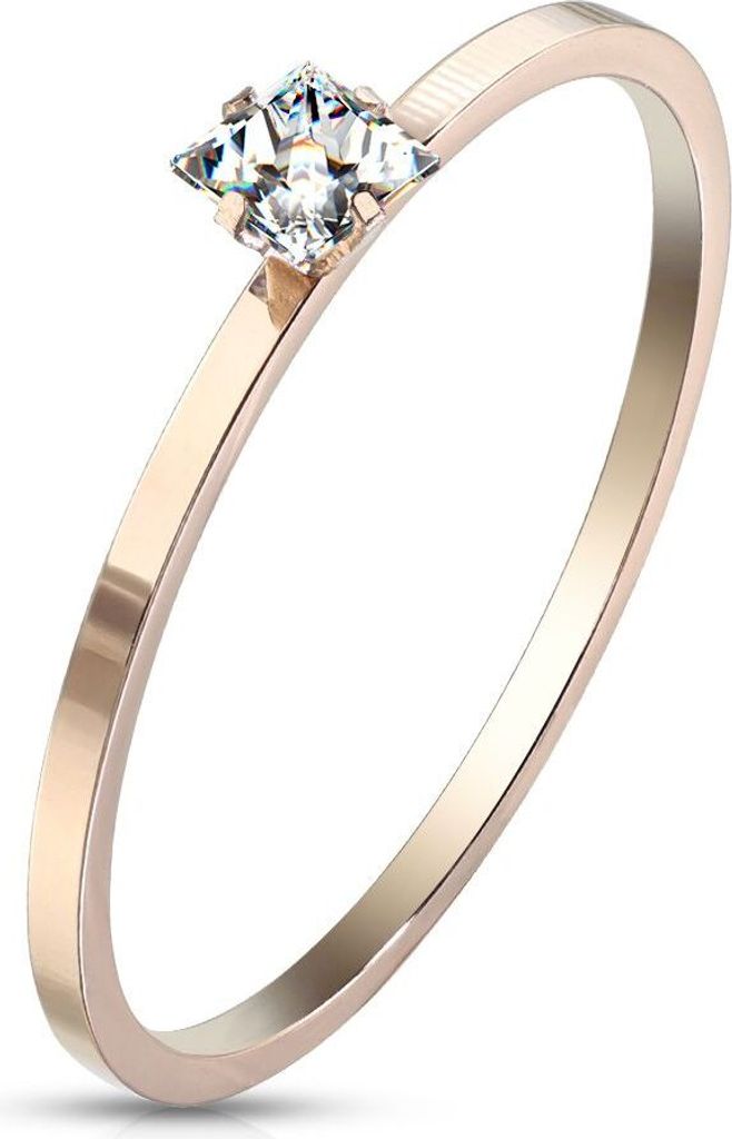 Damen Ring Edelstahl Zirkonia Kristalle Herren Solitärring Bandring Autiga rosegold 54 - Ø 17,32 mm