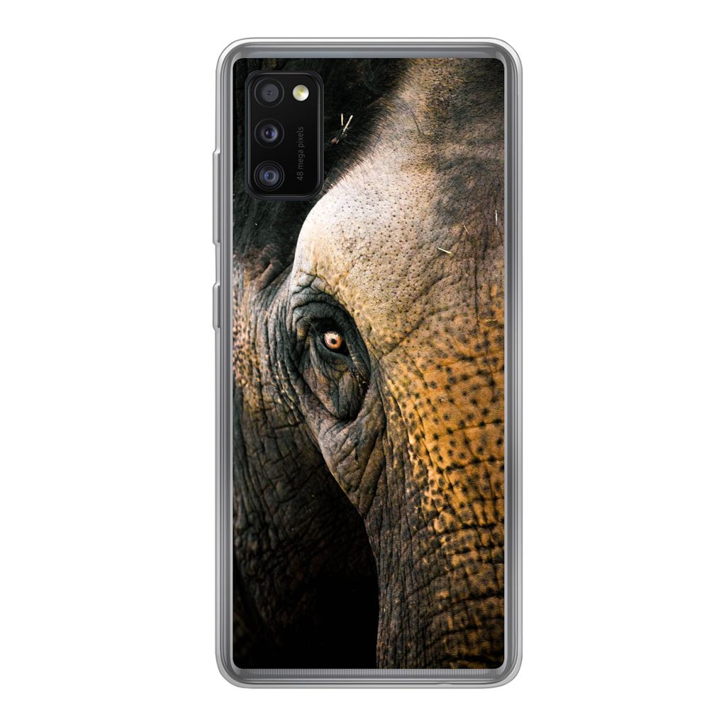 MuchoWow Handyhülle Schutzhülle Hülle für Samsung Galaxy A41 Elefant - Nahaufnahme - Tiere - Natur Silikon Softcase Handy Hülle - Mobiltelefon