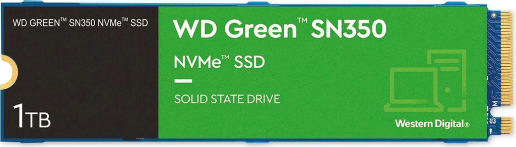 WD Green SN350 1TB NVMe SSD Fast PCIe 3.0 x4 (WDS100T3G0C) Produktbild 