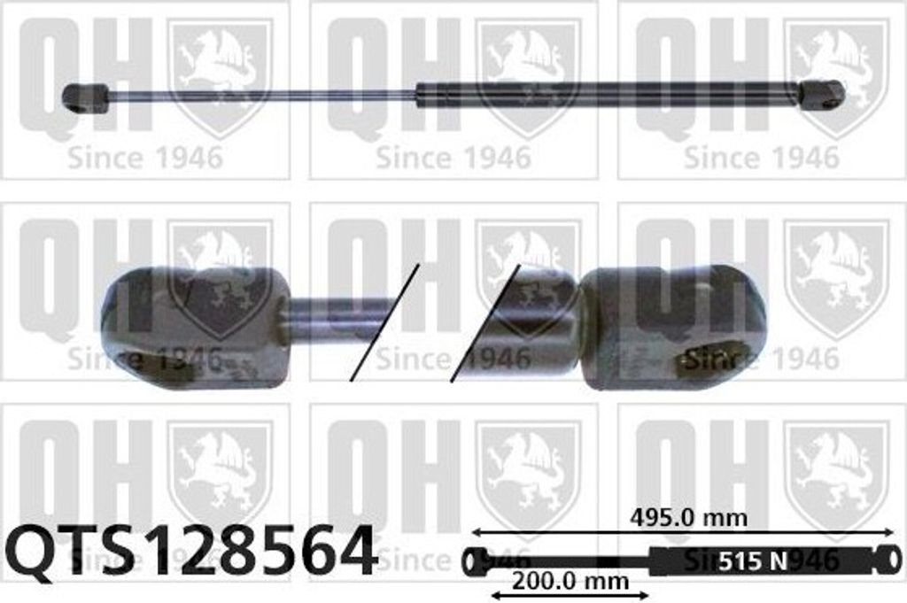 QUINTON HAZELL QTS128564 Gasfeder Heckklappendämpfer für SKODA OCTAVIA (1U2) 495mm