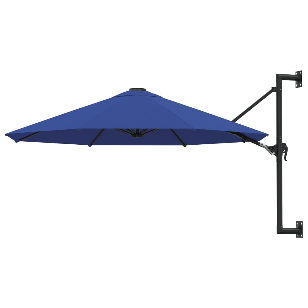 "Rabatt" Sonnenschirm UV Schutz - Strandschirm/Gartenschirm - zur Wandmontage mit Metall-Mast 300 cm Blau - Sonnensegel CC20106