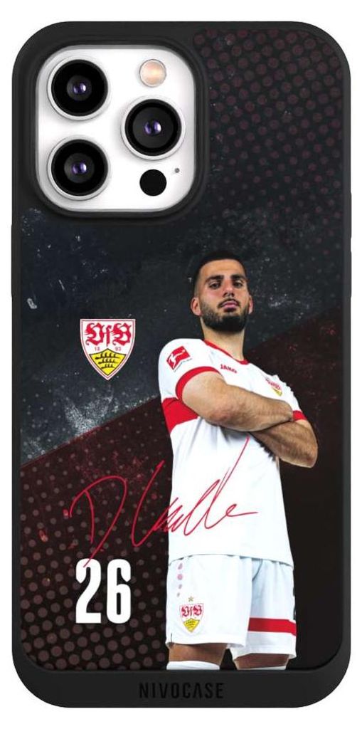 NIVOCASE Handyhülle für Apple iPhone 14 Pro Max Hülle NIVOpure Case Schwarz Offizielles Lizenzprodukt VfB Stuttgart Deniz Undav