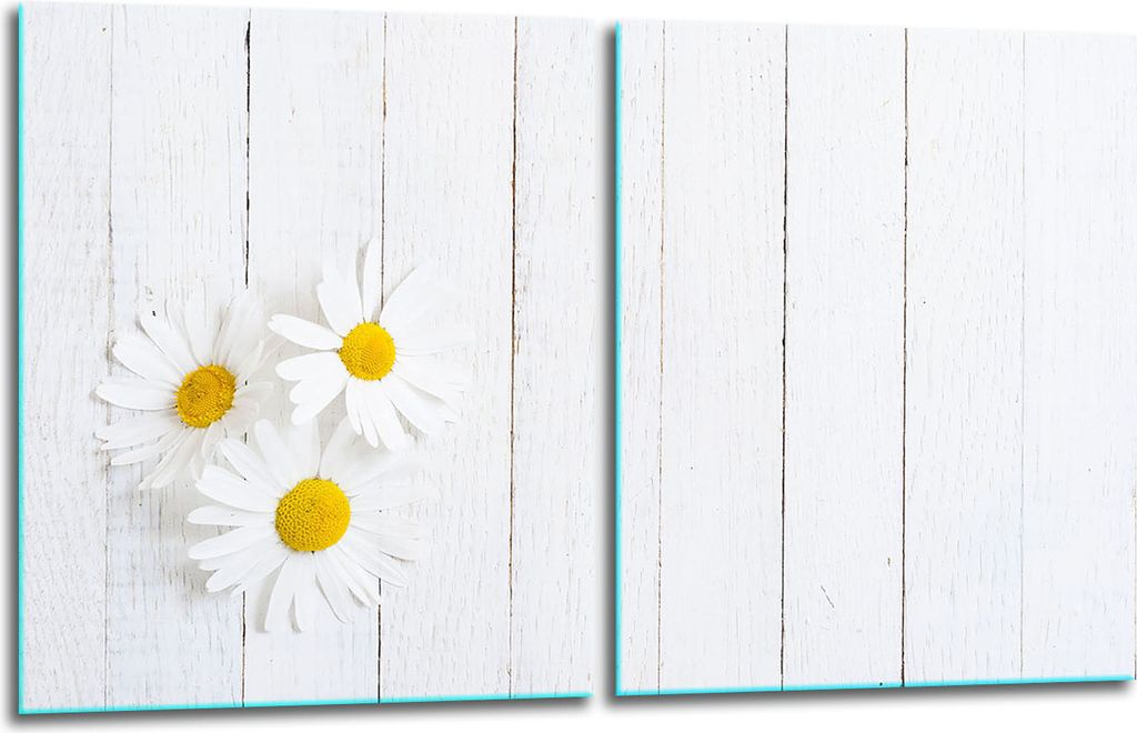 Herdabdeckplatten 2x40x52 Glaskeramikkochfeld 2-Teilig Glas Spritzschutz Blumen