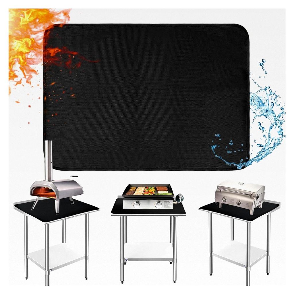 Feuerfeste Grillunterlage, Hitzeschutzmatte für Holzkohle- und Gasgrills zum Schutz von Tischen im Freien, Leicht zu reinigende hitzebeständige M...