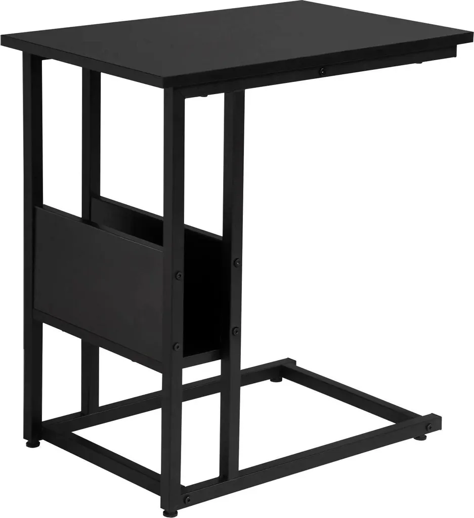 Table d'appoint de canapé noire 55x36 cm - Bout de canapé en forme de C