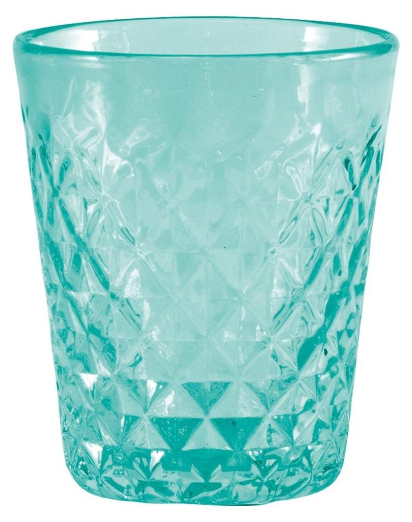 Zafferano Tumbler Balloton aus mundgeblasenem Glas, Reliefarbeit, meergrüne Farbe, 6-teiliges Set, Fassungsvermögen 35 cl, Höhe 9,6 cm