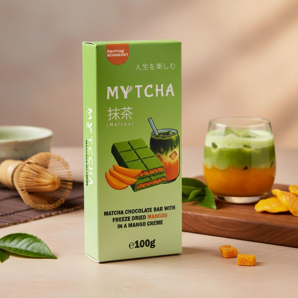 hashtag schmeckt Mytcha Matcha Chocolate Bar Freeze Dried Mango 100g