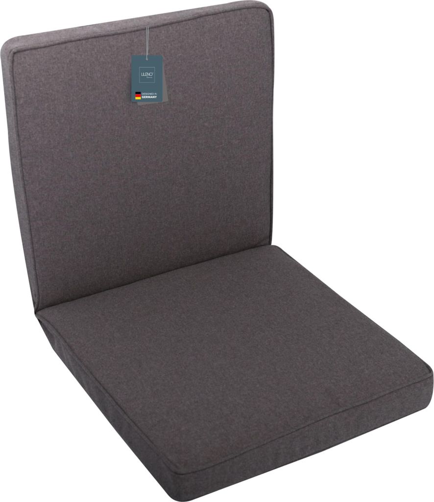 LILENO HOME Gartenstuhl Auflagen als [1er Set - Niedriglehner] in Anthrazit - bequeme Liegen als Sitzauflagen für Gartenmöbel - Stuhlkissen für ...
