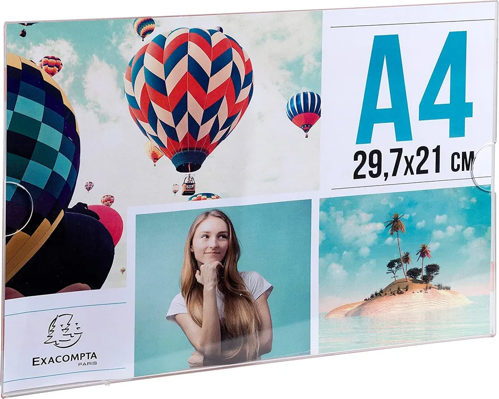 Présentoir Mural A4 Horizontal Transparent pour Affichage Bureaux