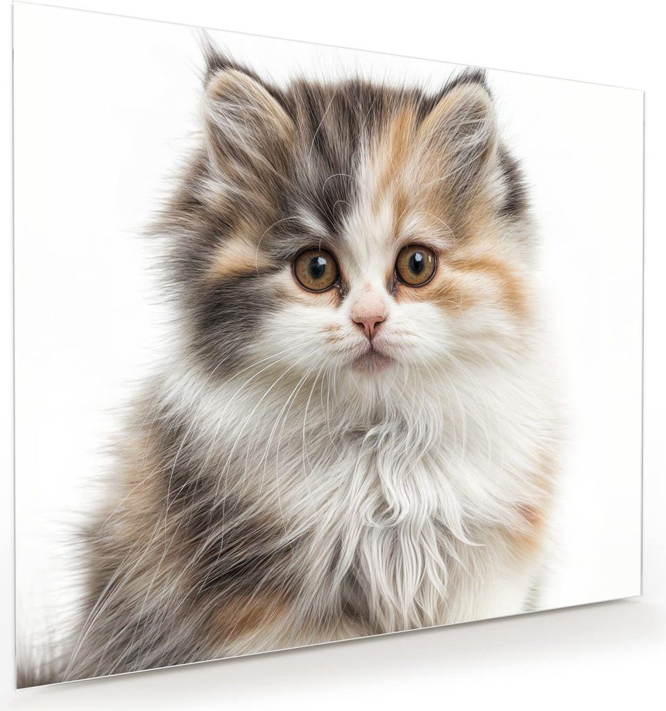 Glasbild 60x50cm in XXL für Wohnzimmer, Schlafzimmer Motiv Flauschige Katze