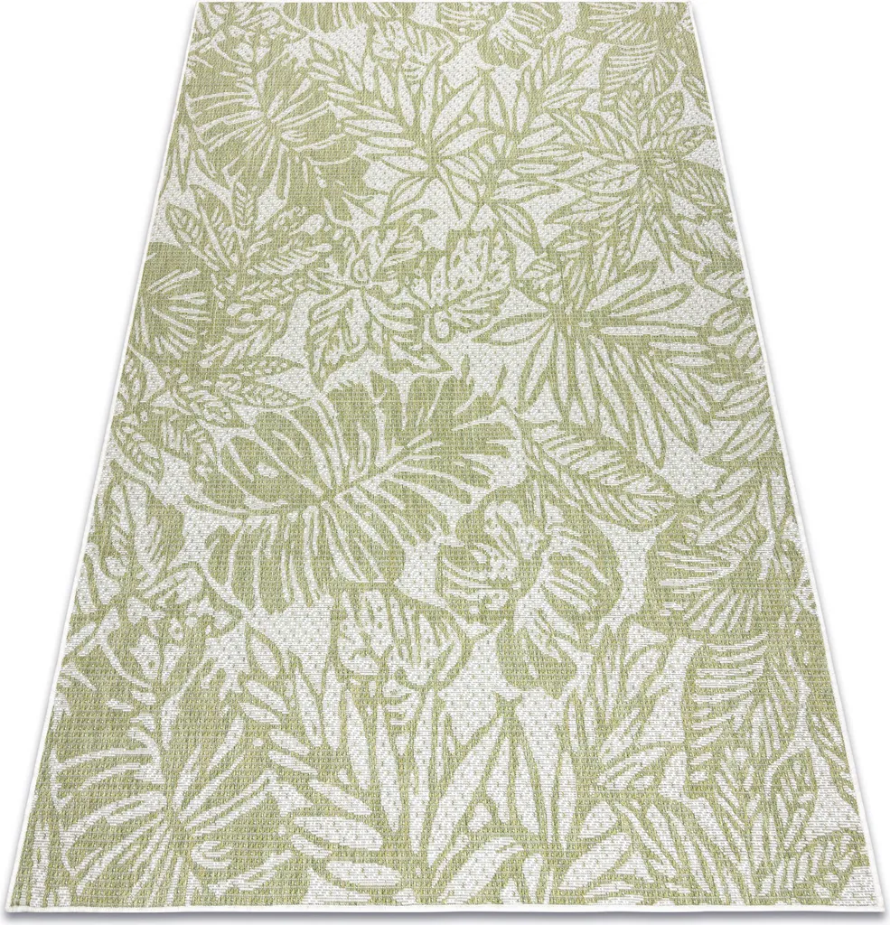Tapis tissage plat à motif feuilles tropicales vert 120x170 cm SION