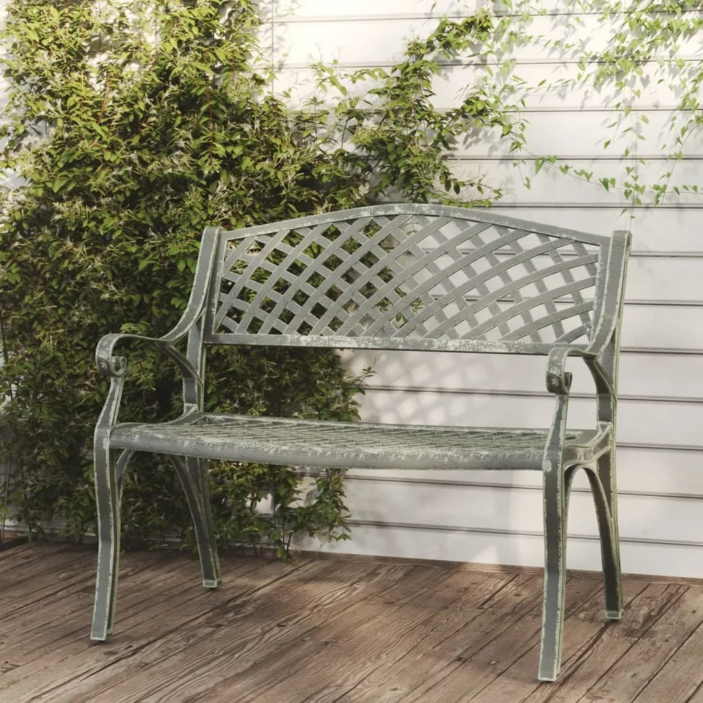 The Living Store Banc de Jardin 102 cm en Fonte d'Aluminium Vert Foncé