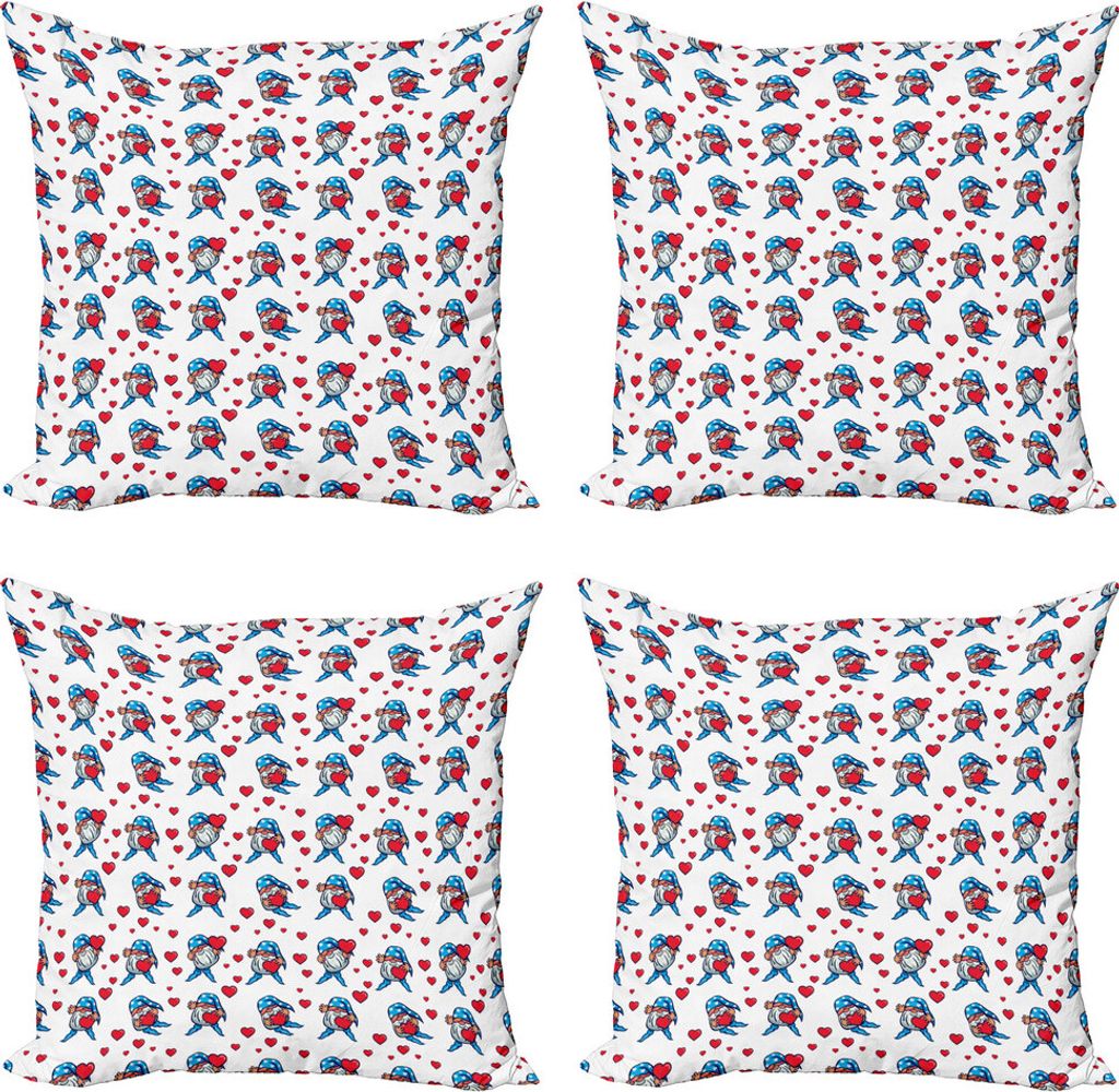 ABAKUHAUS Gnom Kissenbezug Set (4 Stück), Valentinstag romantisches Thema, Moderner Doppelseitiger Digitaldruck, 60 cm x 60 cm, blau Vermilion