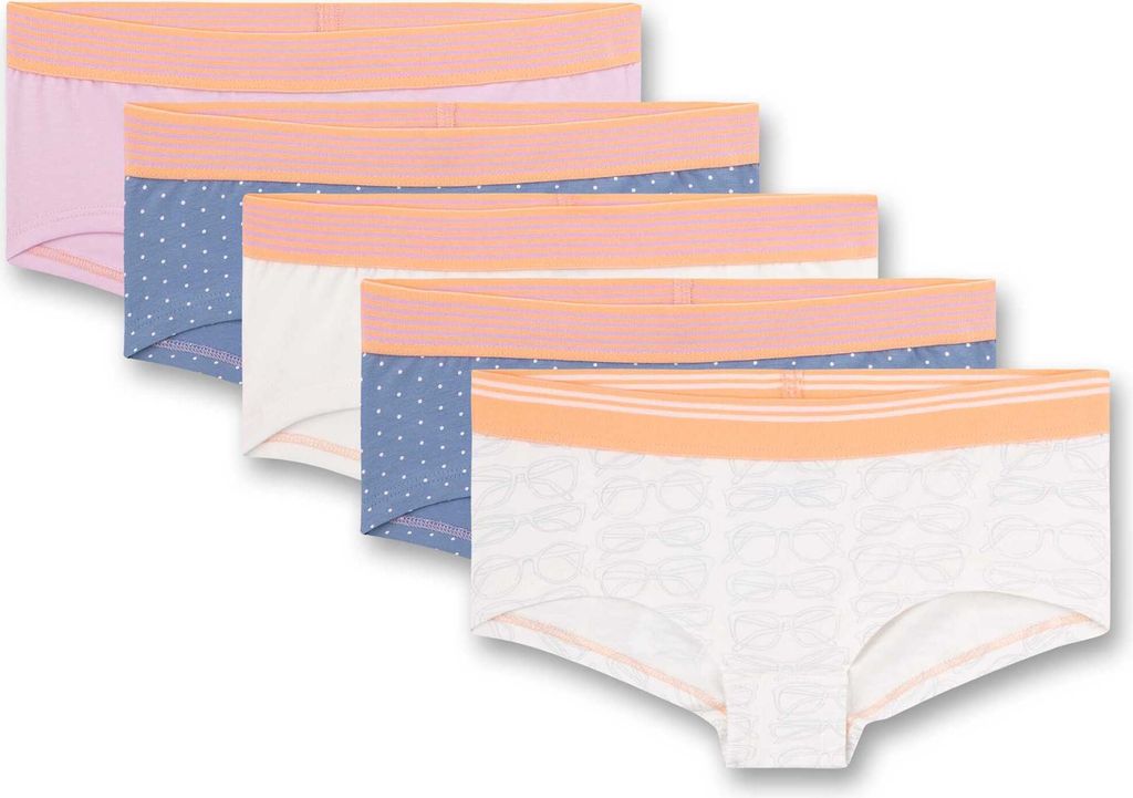 Sanetta Mädchen Cutbrief, 5er Pack - Slip, Unterhose, Jersey, Punkte Weiß/Blau/Flieder 176