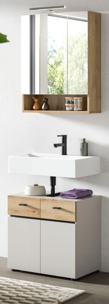 Badmöbel Set "Matteo" in Kaschmir und Evoke Eiche Badkombination 60 x 191 cm
