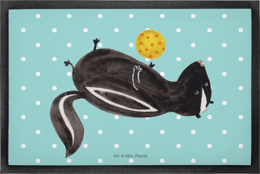 Mr. & Mrs. Panda Schmutzfangmatte Stinktier Ball 60 x 90 cm - Türkis Pastell - Geschenk, Wildtier, fußmatte, Raubtier, Schmutzmatte, Weisheit, Fu...