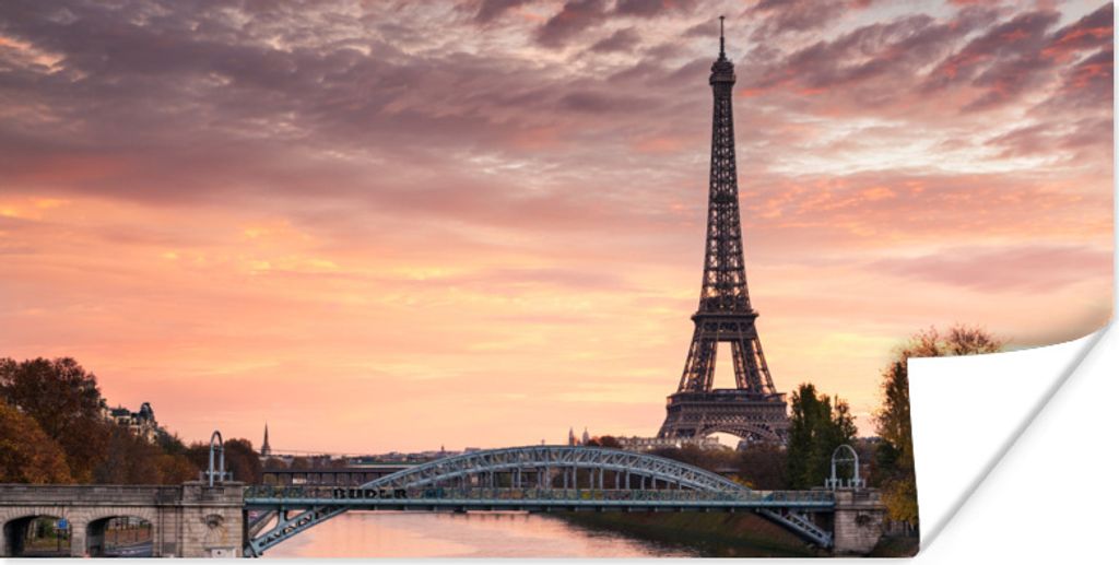 MuchoWow Poster Paris - Eiffelturm - Brücke 160x80 cm - Foto Poster
