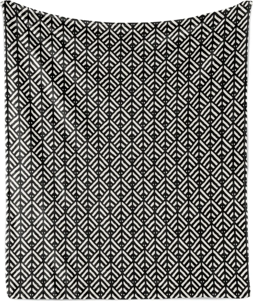 Plaid ABAKUHAUS 175x230 cm - Design Geometrico Bianco Nero Grunge