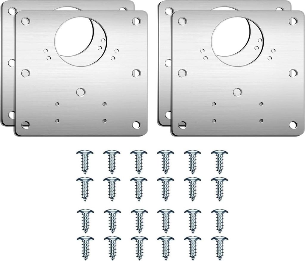 4 Stück Universal Scharnier Reparaturplatte Reparatur-Set Edelstahl Schranktür Scharnier mit Schrauben für Küchenschränke, Türen & Möbel