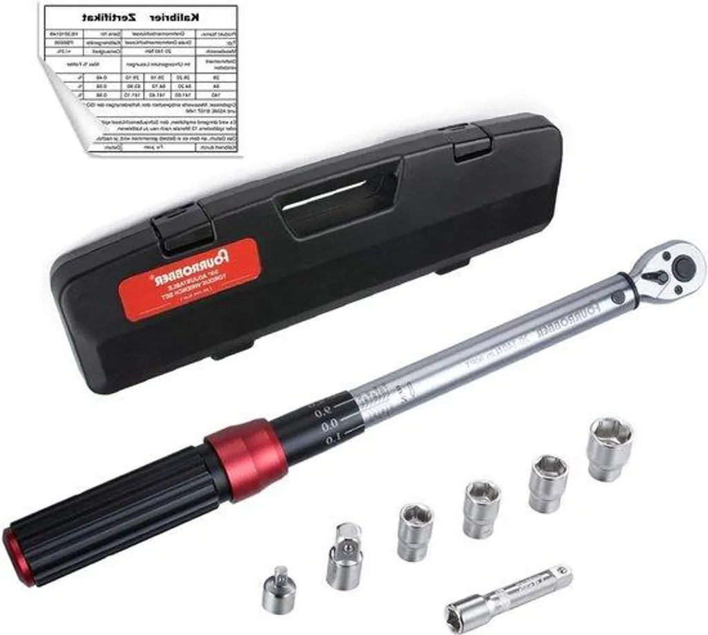 Clé dynamométrique 3/8 pouces 20-140 Nm avec rallonge et adaptateur