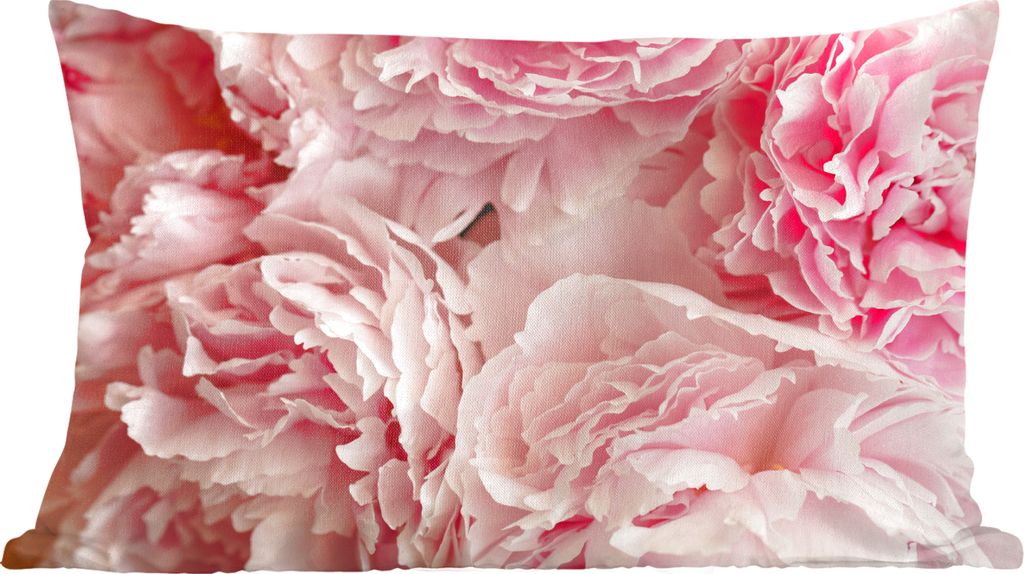 MuchoWow Zierkissen Sofakissen Wohnzimmer Dekokissen 50x30 cm Draufsicht auf einen Strauß rosa Pfingstrosen - Wohnzimmerdekoration - Polster mit...