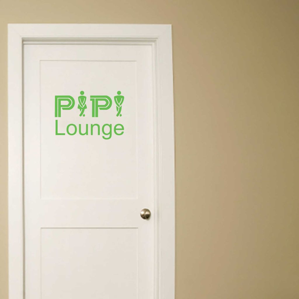 Wandtattoo - Wandaufkleber - Tür- Wandtattoo "Pipi Lounge" - 50cm x 36cm lindgrün - Dekoration Küche Wohnzimmer Wand