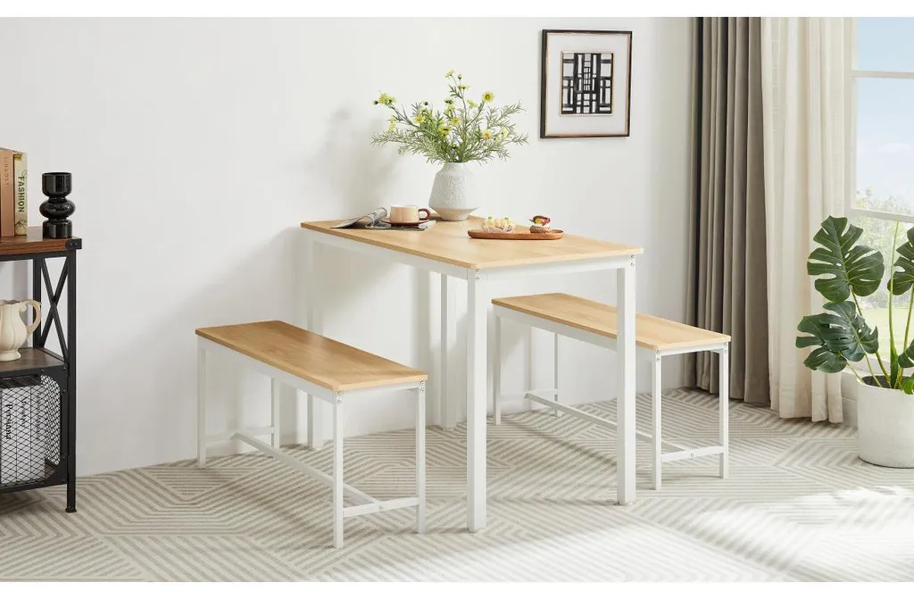 Ensemble de table à manger haute industrielle et ses bancs assortis - 2