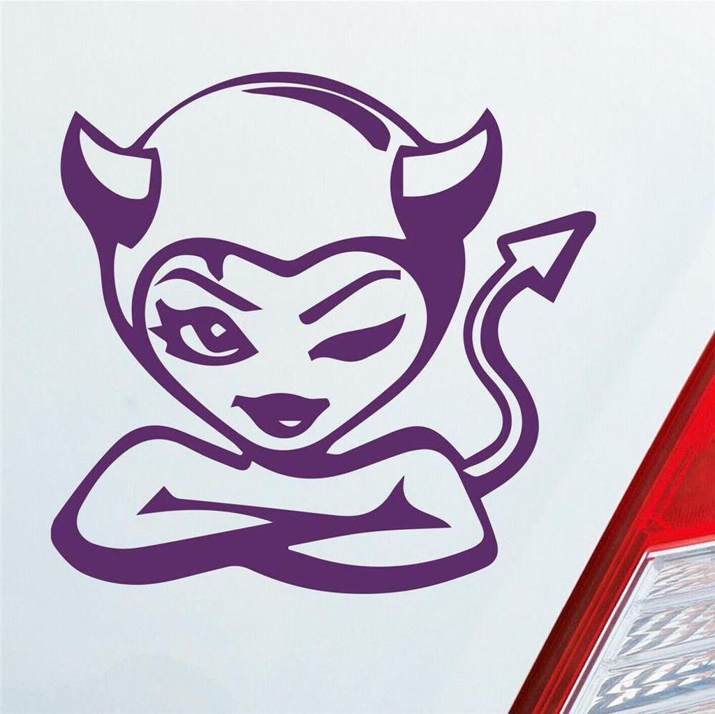 Auto Aufkleber Teufel Sexy Devil Style Tuning 10x9,6 cm Lila Sticker Heckscheibenaufkleber