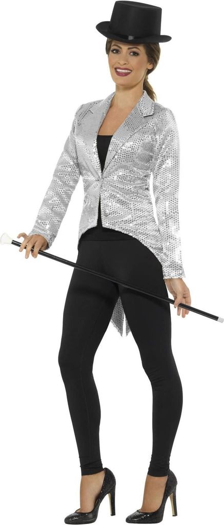 Smiffys - Frack für Damen - Kostüm SM967 (S) (Silber)