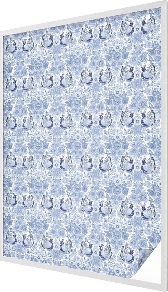 Buntglas Fensterfolie – 146x100 cm – Stained-Glass Design – blickdichte dekorative Sichtschutzfolie – selbstklebend, UV-Schutz – Blumenvogel