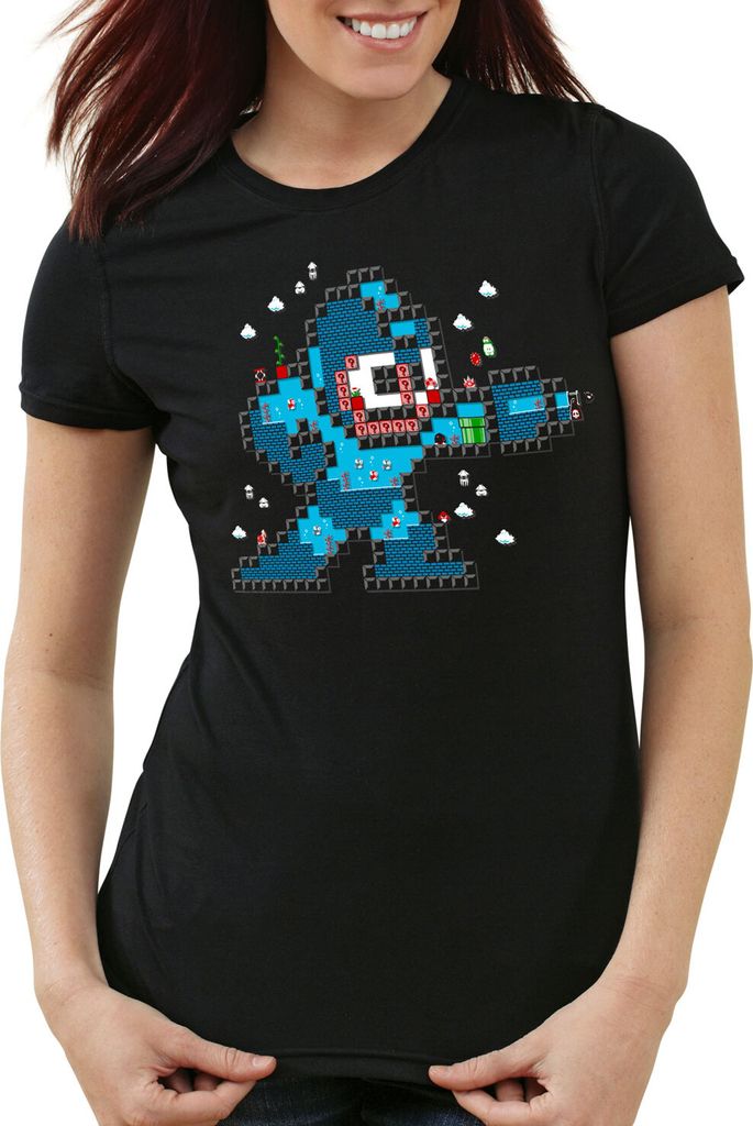 style3 Mega Pixel Level Damen T-Shirt switch lite smash bros nes 8bit, Größe:L