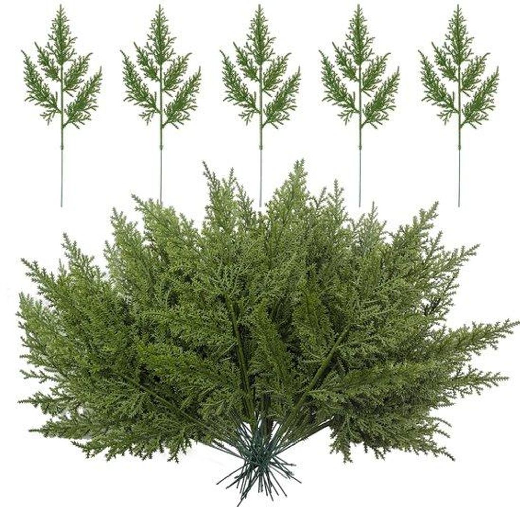 45 kunstmatige Dennen-Tannen 30 cm kunstlich als echte Dekorationstannen Weihnachts-Strohdekoration Dennenkunst für Adventskranz Winter Weihnachts...