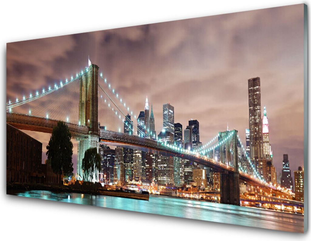 Küchenrückwand aus Glas 100x50cm Spritzschutz Brücke Stadt Architektur