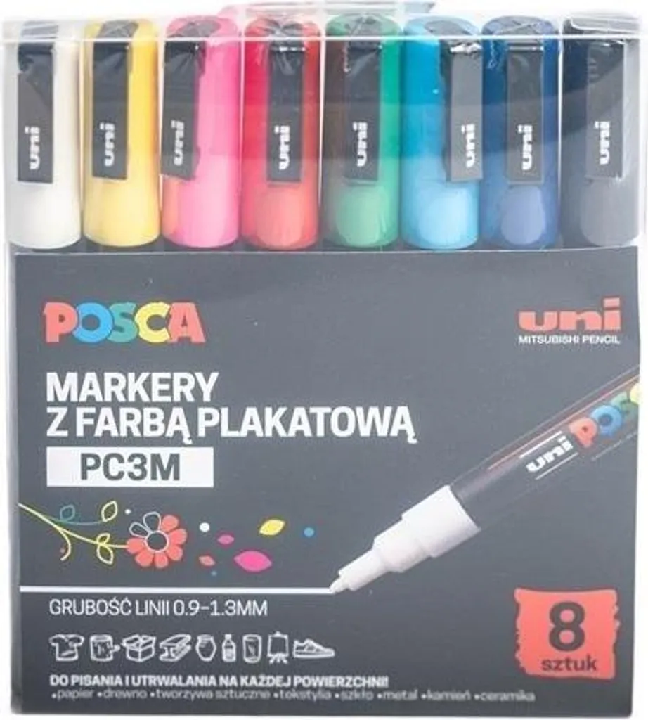 Pointe Fine Posca PC-3M Marqueurs Multisupports Lot de 8 Couleurs
