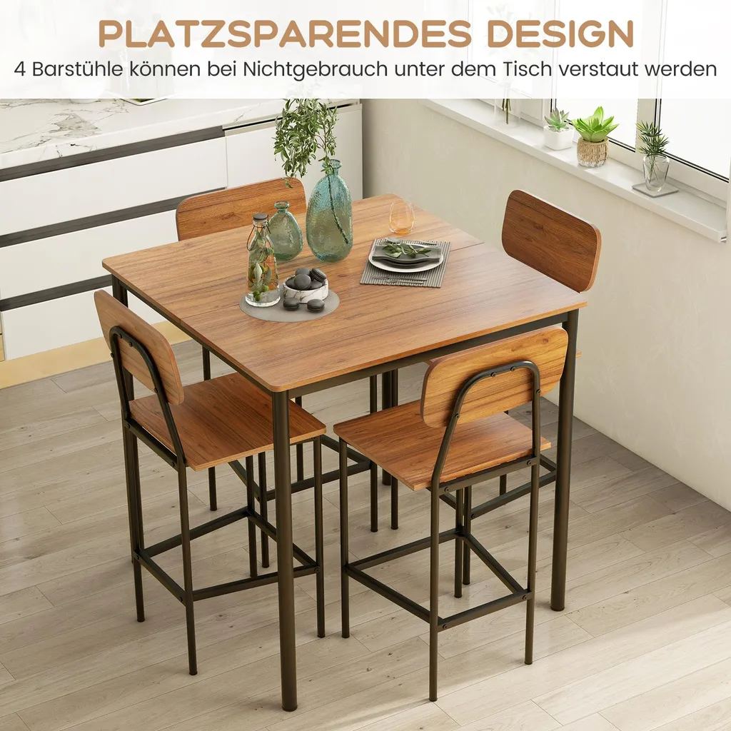 Set de table haute et tabourets encastrables pour manger dans petit espace - 8