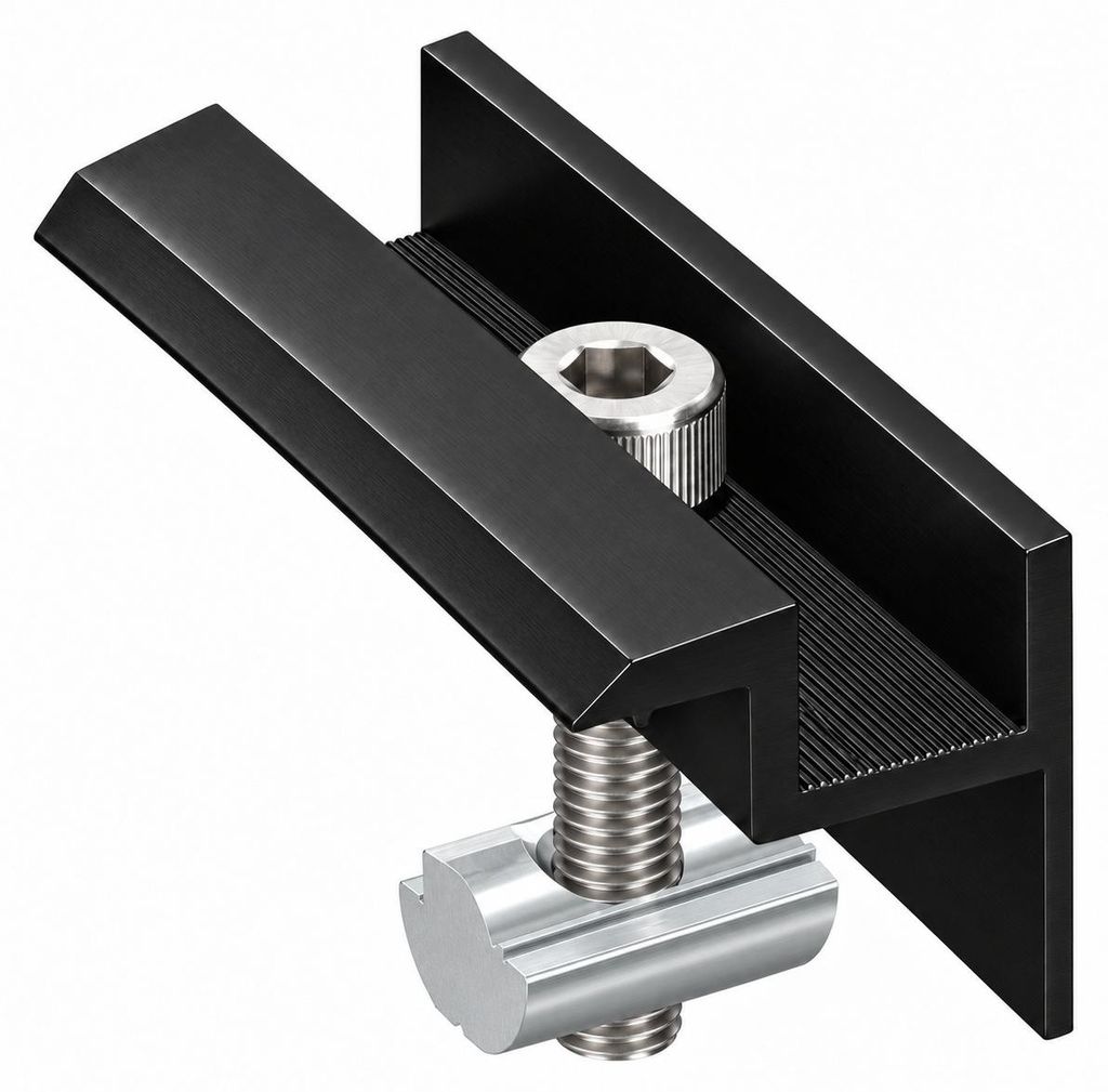 Endklemme schwarz für 30mm Solarmodul im Befestigungsset Produktbild 