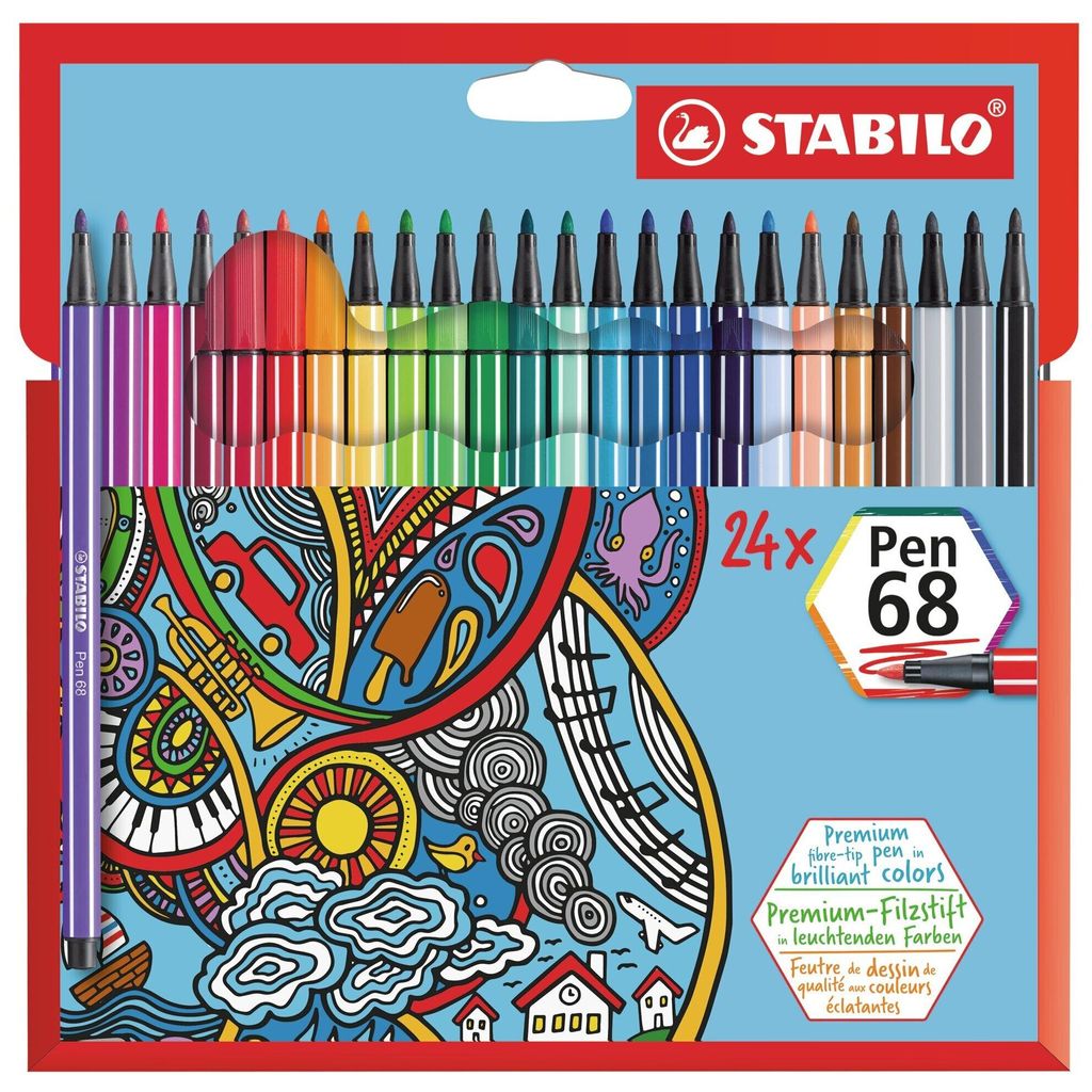STABILO Pen 68 stylo-feutre Fin Multicolore 24 pièce(s) Image du produit 